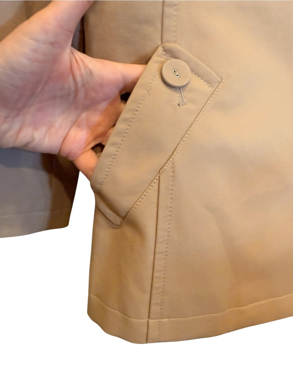 LOFT Petites Women's Camel Short Utility Military Style Cotton Blend Trench Coat - Picture 3 of 12